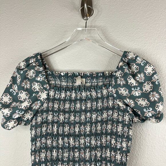 Ann Taylor Loft Outlet Green Pink White La Fleur Boho Knee Length Dress Size XSP - Picture 6 of 8